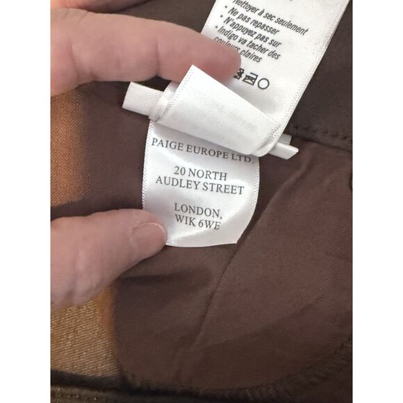 Paige Cindy Coated High Rise Straight Jeans Brown Size 31 Chic Night Out - Picture 10 of 12